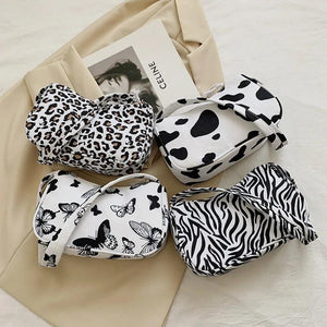 Animal Print Canvas Shoulder Underarm Bag