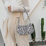 Animal Print Canvas Shoulder Underarm Bag
