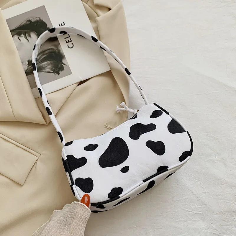 Animal Print Canvas Shoulder Underarm Bag
