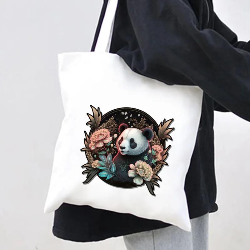 Anime Girl Cat Panda Fox Castle Moon Skull Women Canvas Shoulder Bags
