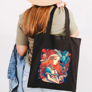 Anime Girl Cat Fox Panda Castle Moon Skull Women Canvas Shoulder Bag