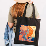 Anime Girl Cat Fox Panda Castle Moon Skull Women Canvas Shoulder Bag