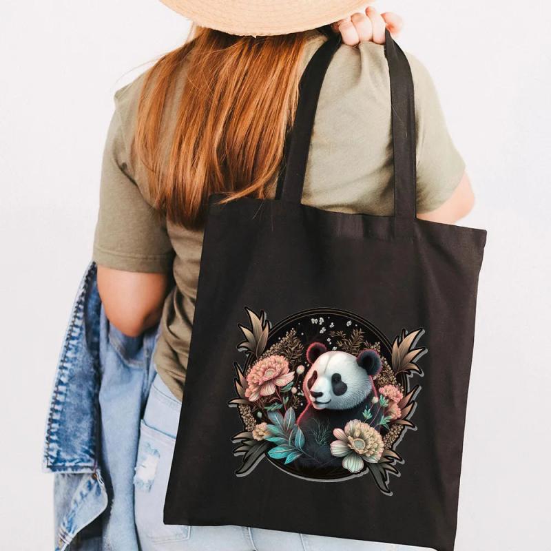 Anime Girl Cat Fox Panda Castle Moon Skull Women Canvas Shoulder Bag