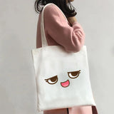 Funny Cartoon Anime Smiley Face Yellow Canvas Shoulder Bag