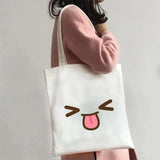 Funny Cartoon Anime Smiley Face Yellow Canvas Shoulder Bag