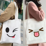 Funny Cartoon Anime Smiley Face Yellow Canvas Shoulder Bag