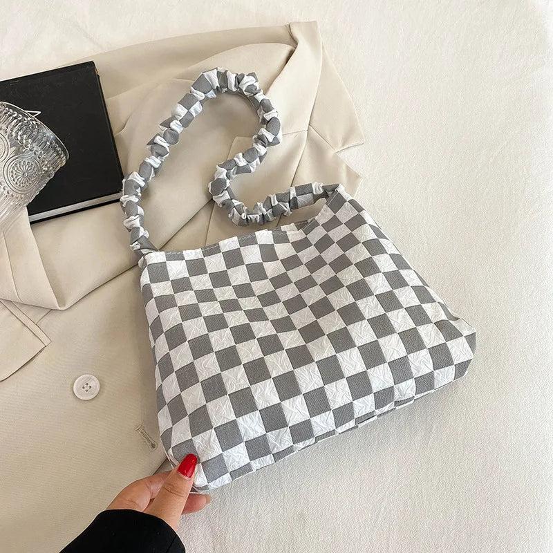Large Capacity Plaid Shoulder Bag for Women