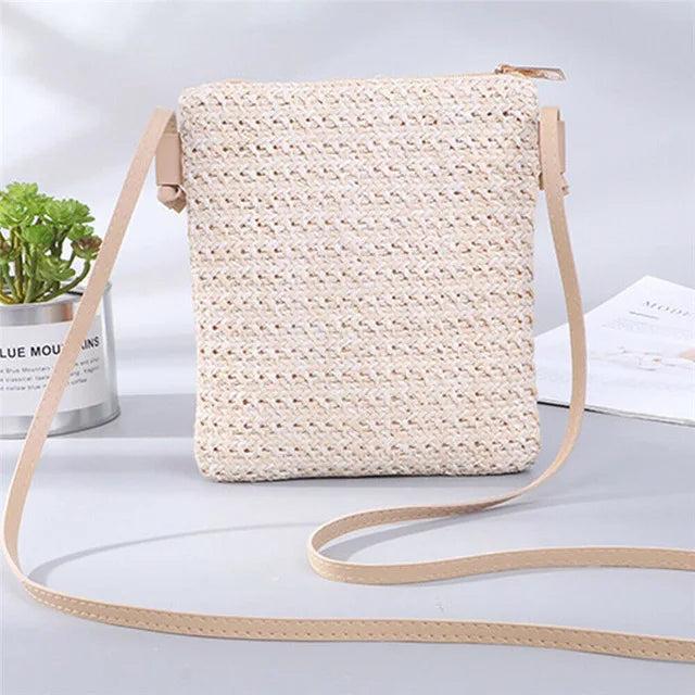 Rattan Woven Tote Crossbody Messenger Bag Handbag Beach Summer