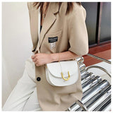 Vintage PU Leather Women's Shopping Bag Shoulder Crossbody Saddle Bag
