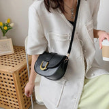 Vintage PU Leather Women's Shopping Bag Shoulder Crossbody Saddle Bag