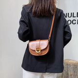 Vintage PU Leather Women's Shopping Bag Shoulder Crossbody Saddle Bag