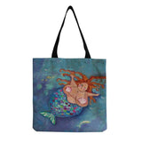 Mermaid Printed Beach Bag Eco-Friendly Foldable Tote
