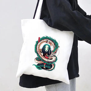 Anime Spirited Away Totoro Women Canvas Shoulder Bags Harajuku Totes