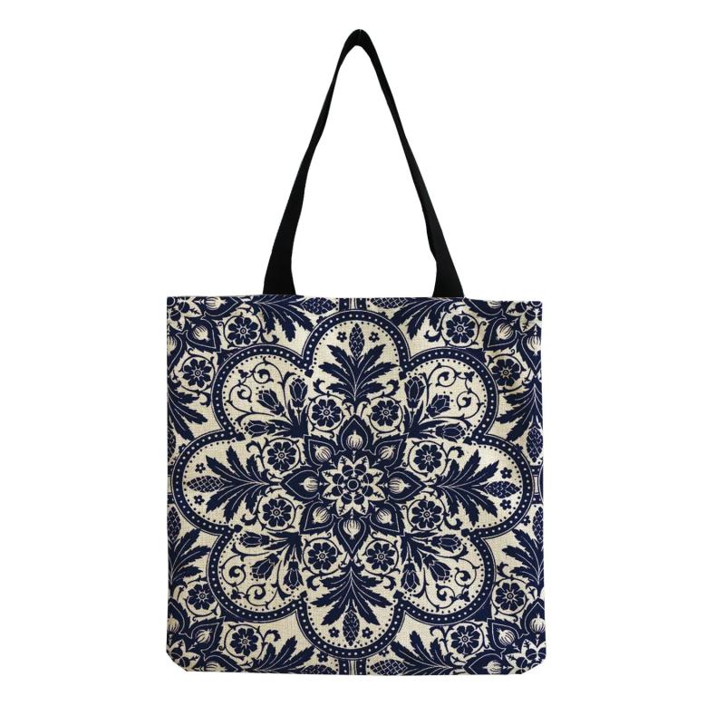 Outdoor Handbag Women Floral Porcelain Geometric Abstract Pattern Shoulder Bag