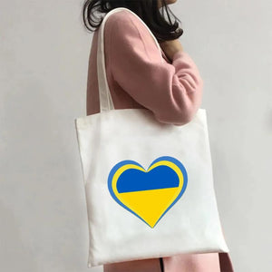 Love Heart Ukraine Flag Sunflower UKRAINI Ukrainian Canvas Shoulder Bag