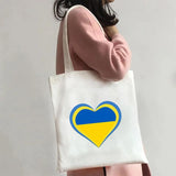 Love Heart Ukraine Flag Sunflower UKRAINI Ukrainian Canvas Shoulder Bag