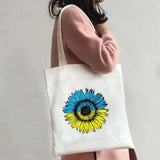 Love Heart Ukraine Flag Sunflower UKRAINI Ukrainian Canvas Shoulder Bag