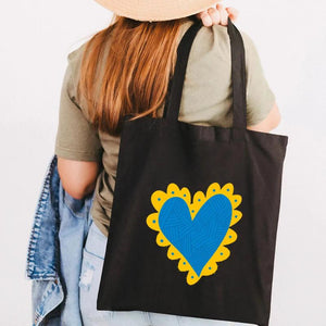 Love Heart Ukraine Flag Sunflower UKRAINI Ukrainian Canvas Shoulder Bag Handbag