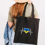 Love Heart Ukraine Flag Sunflower UKRAINI Ukrainian Canvas Shoulder Bag Handbag