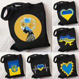 Love Heart Ukraine Flag Sunflower UKRAINI Ukrainian Canvas Shoulder Bag Handbag