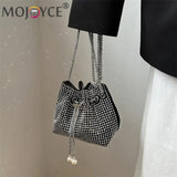 Rhinestone Bucket Chain Shoulder Bag Crossbody Handbag