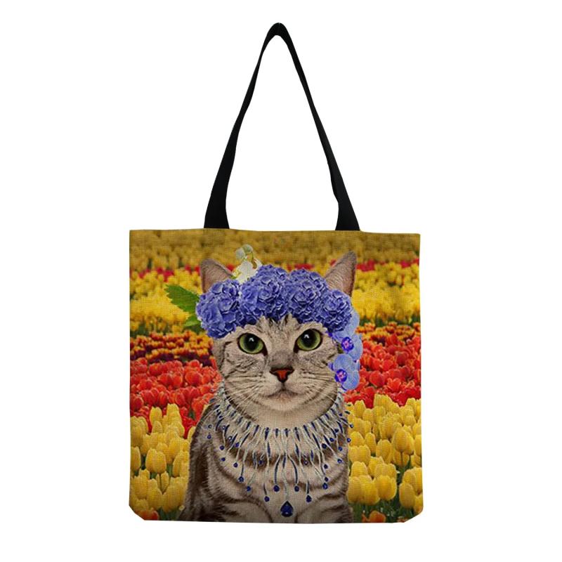 Animal Cat Print Tote Bag Women's Shoulder Bag Eco Reusable Casual Handbag