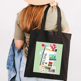 Airplane Boarding Pass Women Canvas Shoulder Bags Harajuku Handbags Totes