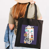 Airplane Boarding Pass Women Canvas Shoulder Bags Harajuku Handbags Totes