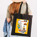 Airplane Boarding Pass Women Canvas Shoulder Bags Harajuku Handbags Totes