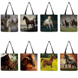Women's Horse Print Beach Bag Eco Reusable Shoulder Handbag Tote
