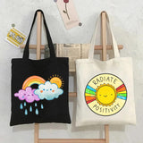 Abstract Clouds Sunshine Rainbow Sunshine Frog Sun Moon Strawberry Women Canvas
