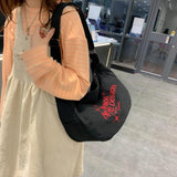 Canvas Messenger Bag Large Capacity Embroidered Letters Travel Handbags