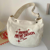 Canvas Messenger Bag Large Capacity Embroidered Letters Travel Handbags