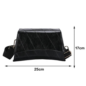 PU Leather Embroidered Thread Women Shoulder Bag Crossbody Messenger Handbag