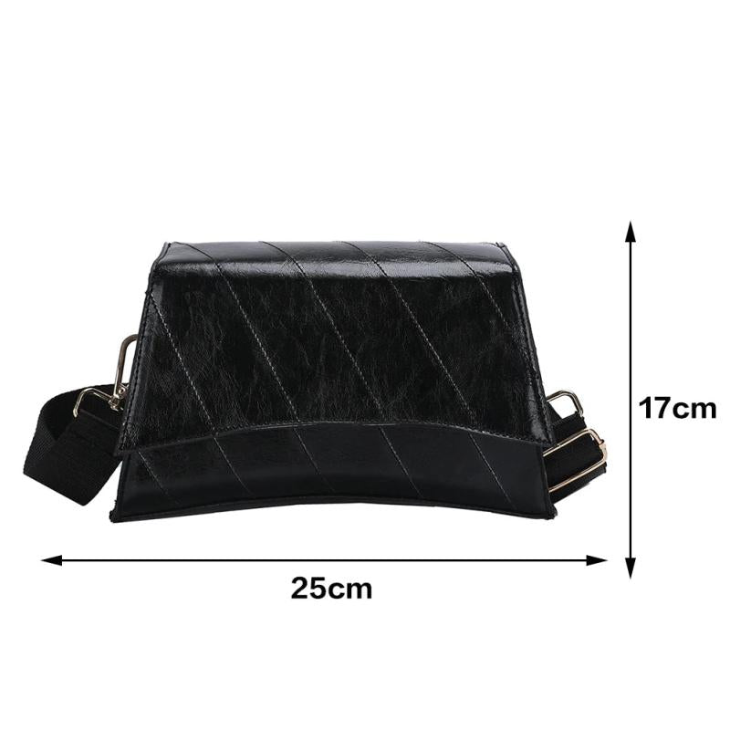 PU Leather Embroidered Thread Women Shoulder Bag Crossbody Messenger Handbag