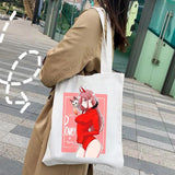 Japanese Chainsaw Man Evil Power Cat Canvas Shoulder Bag Harajuku Shopper