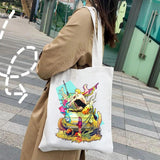 Japanese Chainsaw Man Evil Power Cat Canvas Shoulder Bag Harajuku Shopper