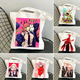 Japanese Chainsaw Man Evil Power Cat Canvas Shoulder Bag Harajuku Shopper
