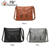 Vintage PU Leather Shoulder Bag Crossbody Messenger Large Capacity