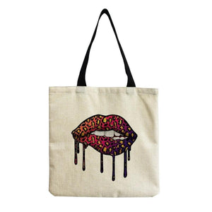 Eco Friendly Teacher Gift Leopard Lip Print Tote Bag