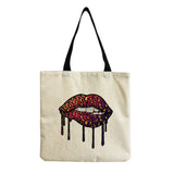 Eco Friendly Teacher Gift Leopard Lip Print Tote Bag