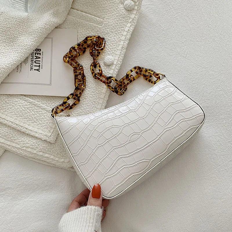 Crocodile Pattern Shoulder Bag and Small Square Bags for Women