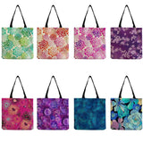 Purple Flower Print Travel Tote Bag Women's Handbag