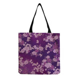Purple Flower Print Travel Tote Bag Women's Handbag