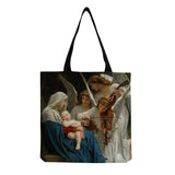 Holy Mom Cartoon Print Foldable Eco Friendly Portable Side Bag For Women Handbag