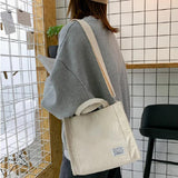 Corduroy Women Handbags Shoulder Bag Small Canvas Handbag Zipper Casual Tote Bag