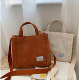 Corduroy Women Handbags Shoulder Bag Small Canvas Handbag Zipper Casual Tote Bag