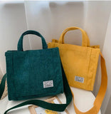 Corduroy Women Handbags Shoulder Bag Small Canvas Handbag Zipper Casual Tote Bag