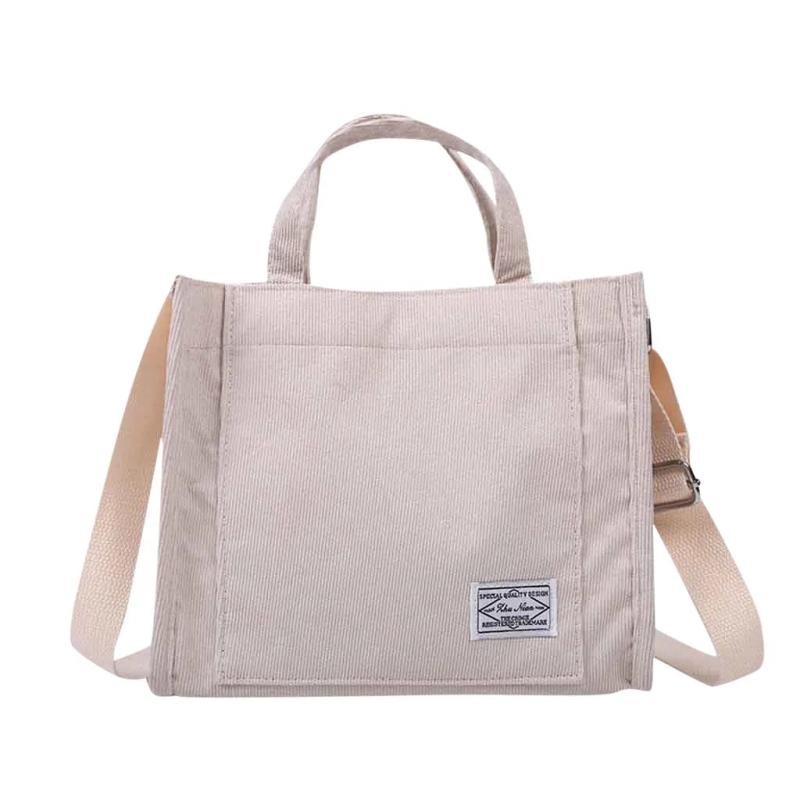 Corduroy Women Handbags Shoulder Bag Small Canvas Handbag Zipper Casual Tote Bag