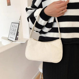 Corduroy French Stick Handbag Retro One Shoulder Bag Solid Color Square Bag